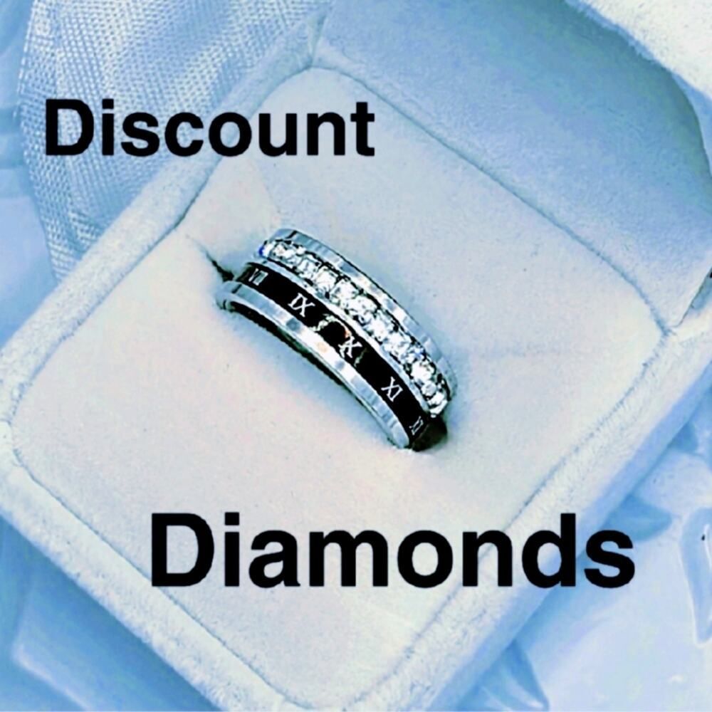 Men's / Women's Unisex Classic Vintage Roman Numeral Titanium Diamond Ring